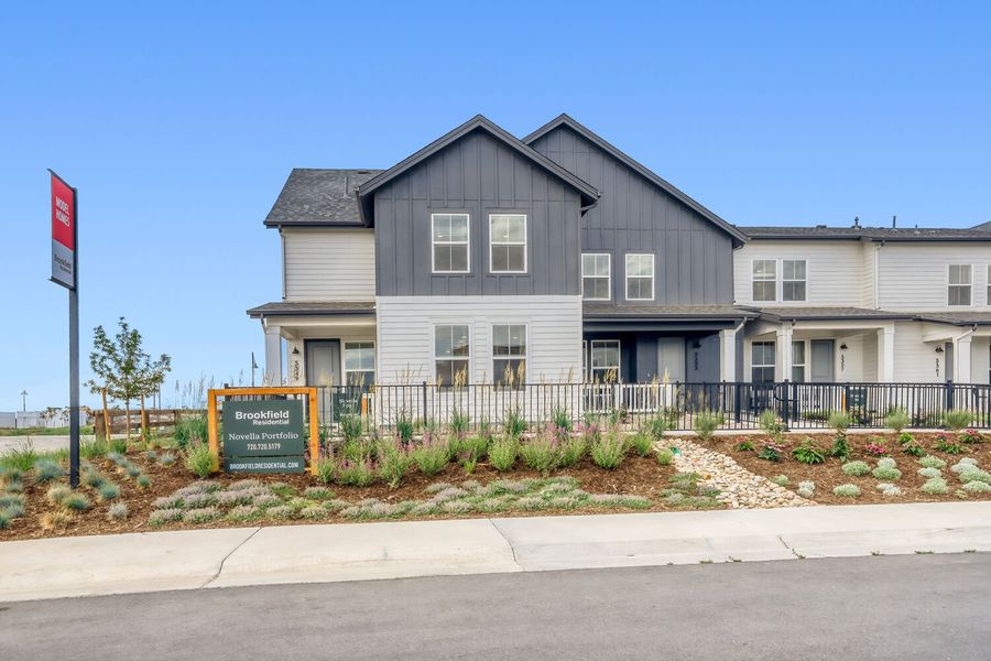 Representative exterior photo of a completed home built from the Novella Four by Brookfield Residential in Barefoot, Firestone, CO (Image 16).