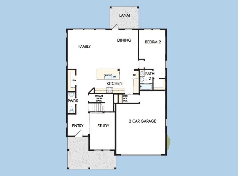 2D floor plan layout for the The Spokane by David Weekley Homes in Mariposa at EverRange, Jacksonville, FL (Image 4). 2D floor plan layout for the The Spokane by David Weekley Homes in Mariposa at EverRange, Jacksonville, FL (Image 4).