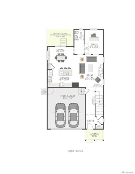 2D floor plan layout of this home in Medley at Reunion Ridge, Commerce City, CO (Image 5).