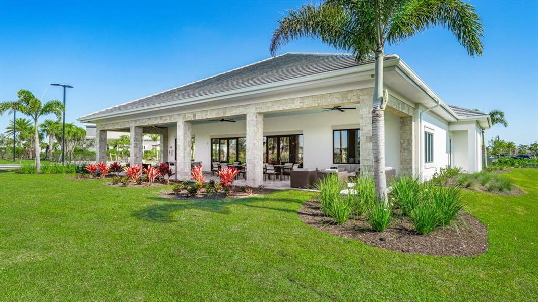 Exterior details and patio area of a home in Esplanade at Azario Lakewood Ranch, Bradenton (Image 4).