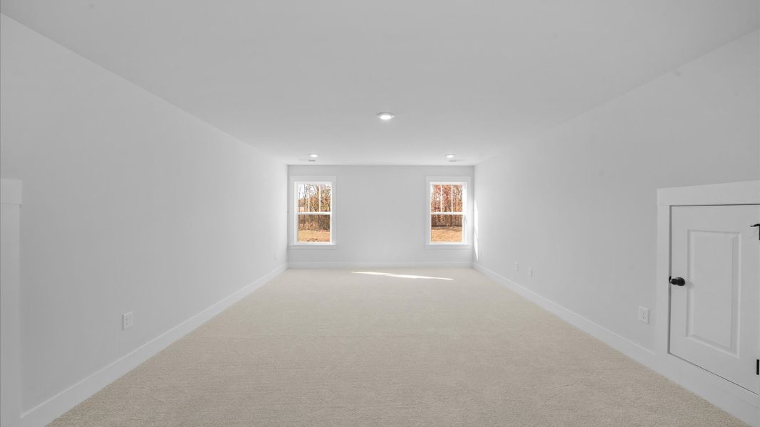 First-class bonus room with comfortable carpeting and a thoughtful layout