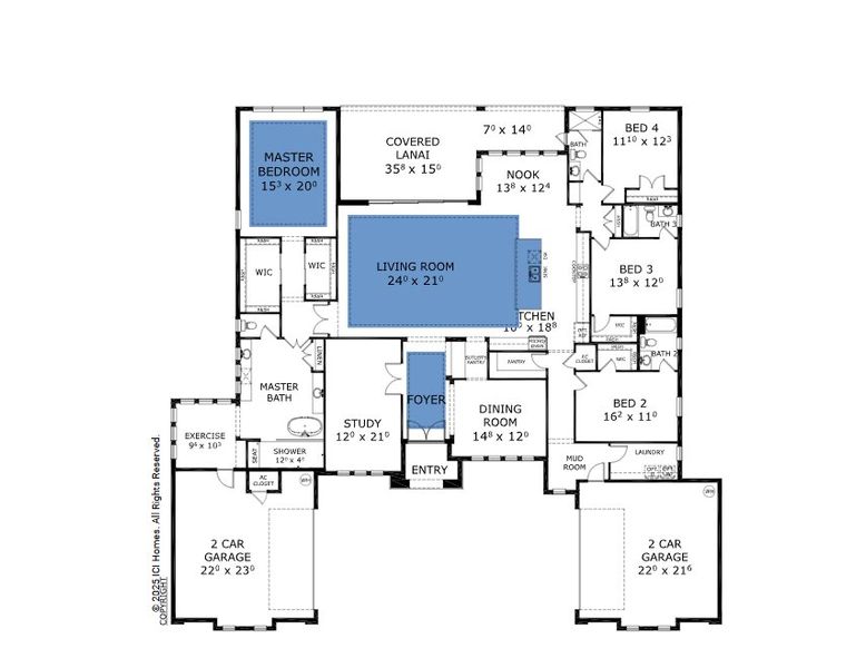 2D floor plan layout for the Monaco - Estate Series | 125' Wide Lots by ICI Homes in Prestwick Estates, Ormond Beach, FL (Image 3).