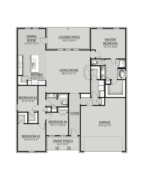 2D floor plan layout of this home in Longleaf, Lumberton, TX (Image 2).