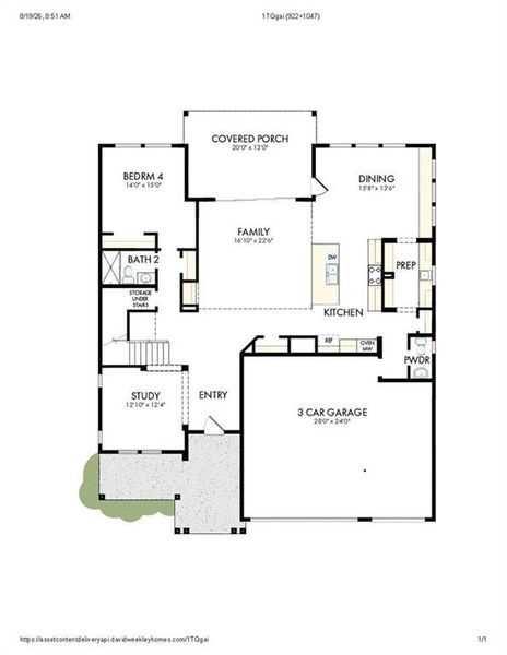 2D floor plan layout of this home in Havencroft, Woodstock, GA (Image 3).