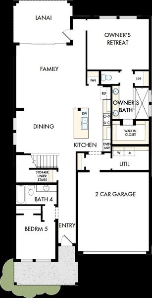 2D floor plan layout of this home in Waterset Tradition Series, Apollo Beach, FL (Image 5).