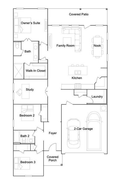 2D floor plan layout of this home in Cypress Green, Hockley, TX (Image 2).