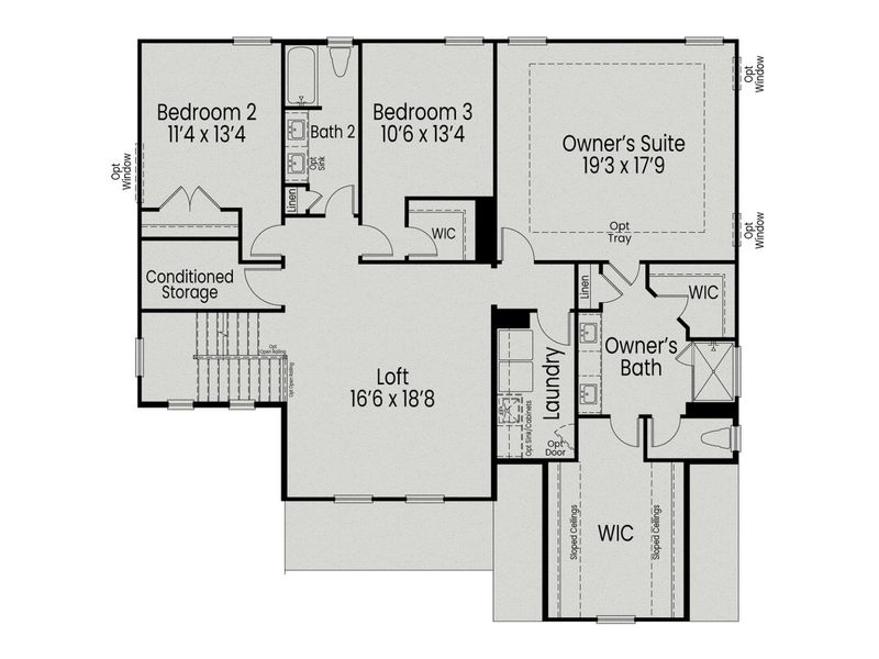 2D floor plan layout for the The Crawford B by Davidson Homes LLC in Tobacco Road, Angier, NC (Image 3). 2D floor plan layout for the The Crawford B by Davidson Homes LLC in Tobacco Road, Angier, NC (Image 3).