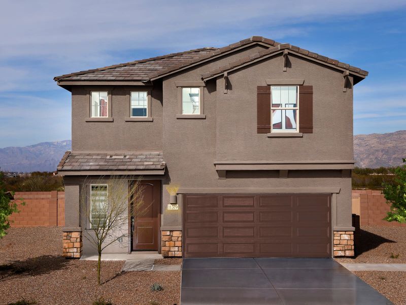 Representative exterior photo of a completed home built from the Mascota by Meritage Homes in Las Patrias at Star Valley II, Tucson, AZ (Image 1).