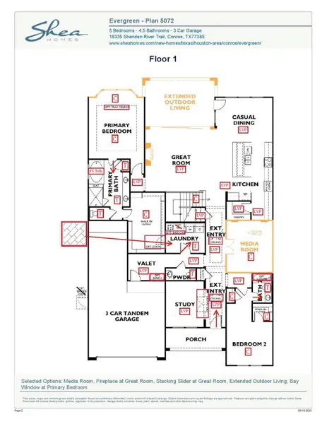 2D floor plan layout of this home in Evergreen 60', Conroe, TX (Image 3).