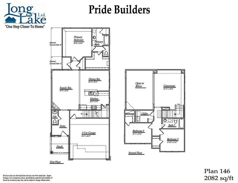 Plan 146 features 4 bedrooms, 3 bath, 1 half bath and over 2,000 square feet of living space.