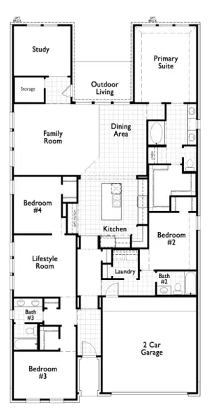 2D floor plan layout of this home in Sandbrock Ranch, Aubrey, TX (Image 3).