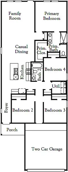 2D floor plan layout for the Hill II by Coventry Homes in The Parklands, Santa Clara, TX (Image 3).