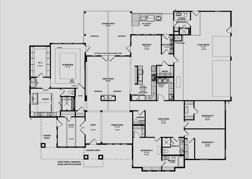2D floor plan layout of this home in Silver Creek Ranch, Montgomery, TX (Image 6).