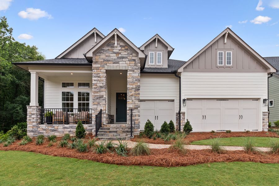 Representative exterior photo of a completed home built from the The Taft Basement by David Weekley Homes in Lanier Landing - Reserve Collection, Gainesville, GA (Image 1). Representative exterior photo of a completed home built from the The Taft Basement by David Weekley Homes in Lanier Landing - Reserve Collection, Gainesville, GA (Image 1).