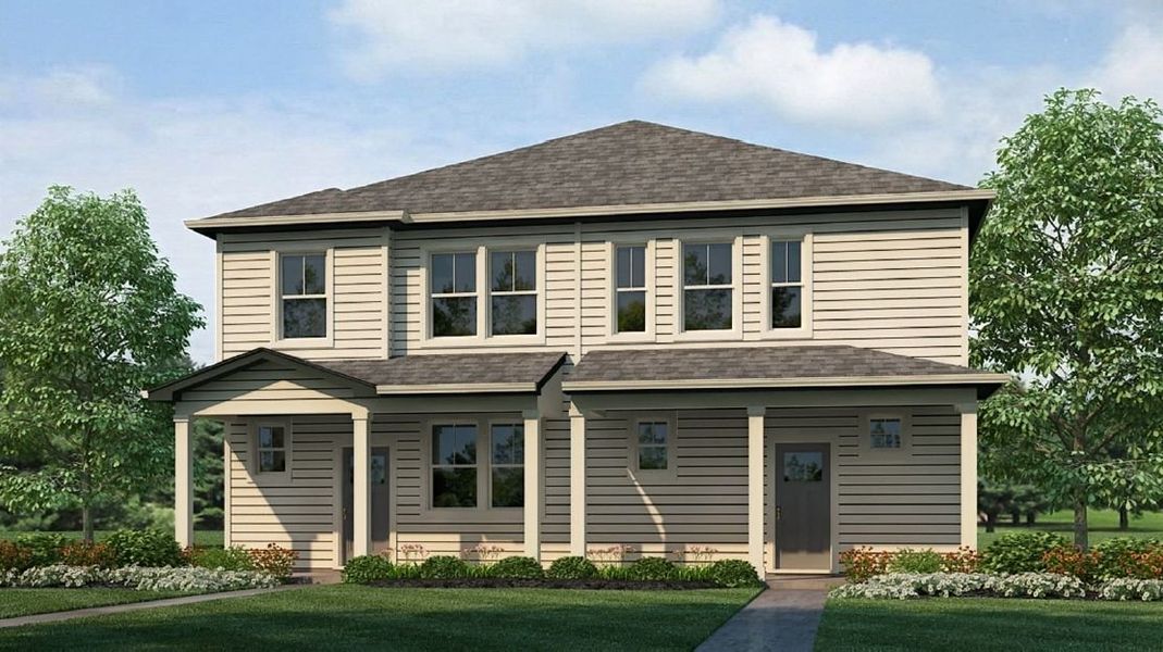 Representative exterior photo of a completed home built from the Muirfield by D.R. Horton in Arcadia, Denver, CO (Image 2). Representative exterior photo of a completed home built from the Muirfield by D.R. Horton in Arcadia, Denver, CO (Image 2).