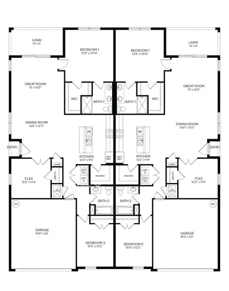 2D floor plan layout of this home in Halifax Plantation Villas, Ormond Beach, FL (Image 2).