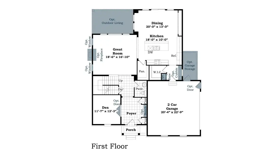 2D floor plan layout for the The Chesterfield Side Entry by Norfolk Homes in Fosdick Glen of Saline, Saline, MI (Image 5).