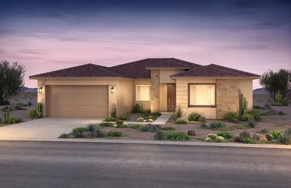 Representative exterior photo of a completed home built from the Endeavor by Del Webb in Del Webb at Rocking K, Tucson, AZ (Image 2). Representative exterior photo of a completed home built from the Endeavor by Del Webb in Del Webb at Rocking K, Tucson, AZ (Image 2).