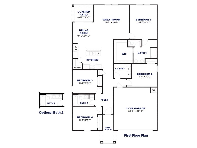 2D floor plan layout for the Cali by D.R. Horton in Magma Ranch Vistas, Florence, AZ (Image 3). 2D floor plan layout for the Cali by D.R. Horton in Magma Ranch Vistas, Florence, AZ (Image 3).