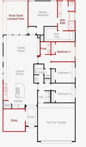 2D floor plan layout of this home in The Meadows at Imperial Oaks, Spring, TX (Image 2). 2D floor plan layout of this home in The Meadows at Imperial Oaks, Spring, TX (Image 2).