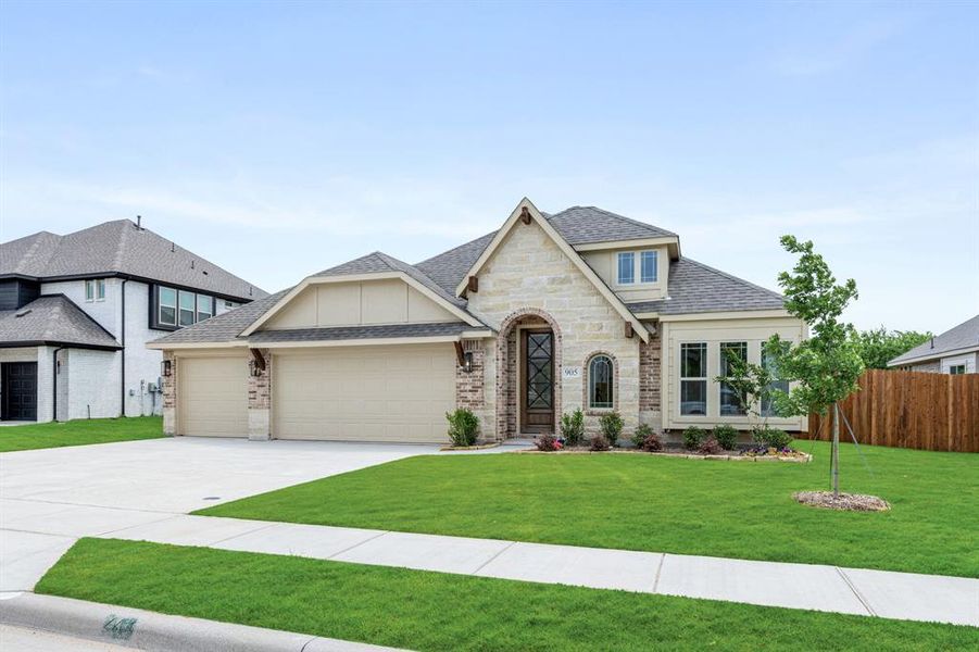 Front exterior of a new home in Waverly Estates, Nevada, TX, highlighting curb appeal (Image 2).