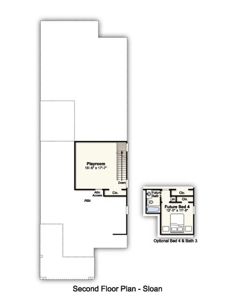 2D floor plan layout for the Sloan by Grant & Co in Lockwood, Collierville, TN (Image 4).