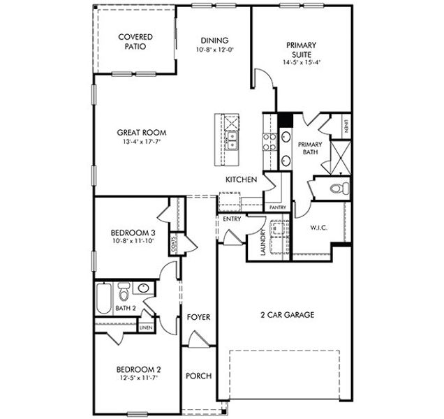2D floor plan layout of this home in Brayfield Manor - Signature Collection, Wellford, SC (Image 3).