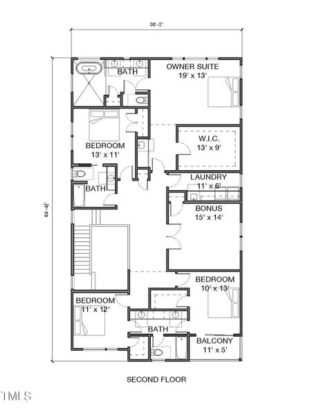 Floor Plan - Second Floor - 324 Waldo St