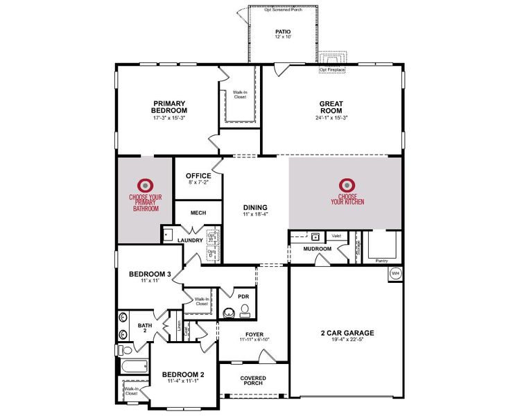 2D floor plan layout for the Hatteras by Beazer Homes in Stonewood Estates, Durham, NC (Image 3).