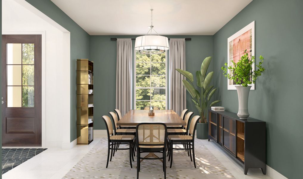 Formal dining room with chandelier