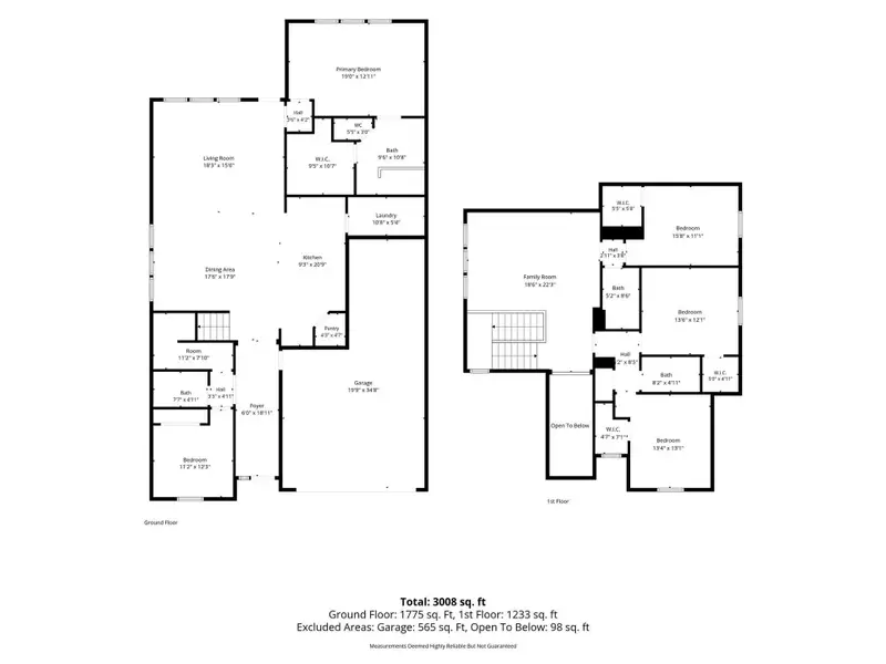 A comprehensive floor plan illustrating the spacious layout of a multi-level residence, detailing each room's dimensions. A comprehensive floor plan illustrating the spacious layout of a multi-level residence, detailing each room's dimensions.