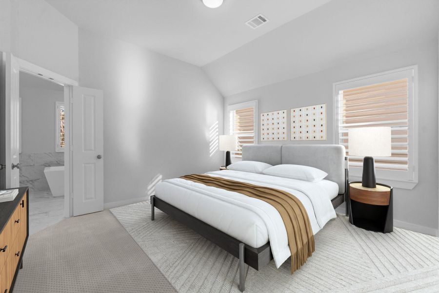Virtually staged master bedroom