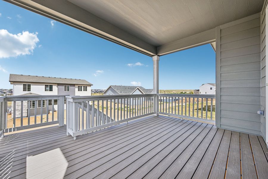 Exterior details and patio area of a home in The Aurora Highlands, Aurora (Image 16).