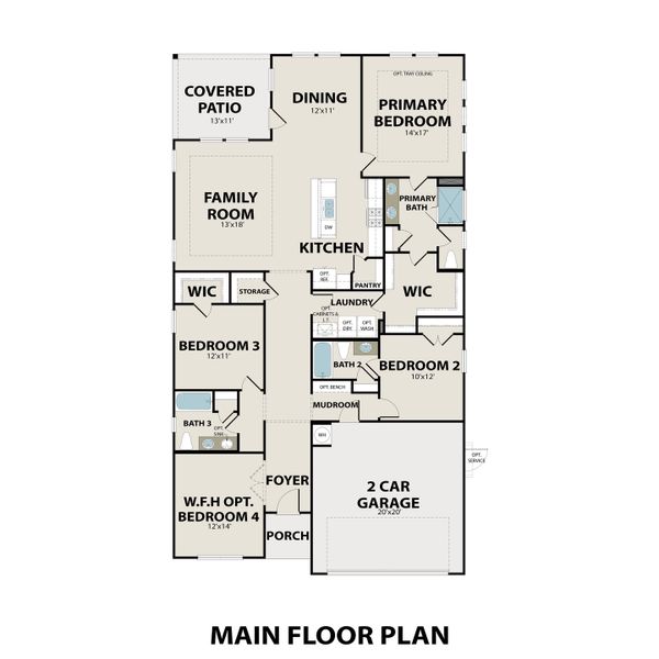 2D floor plan layout for the The Holly A by Davidson Homes LLC in Mercer Meadows, Royse City, TX (Image 3). 2D floor plan layout for the The Holly A by Davidson Homes LLC in Mercer Meadows, Royse City, TX (Image 3).