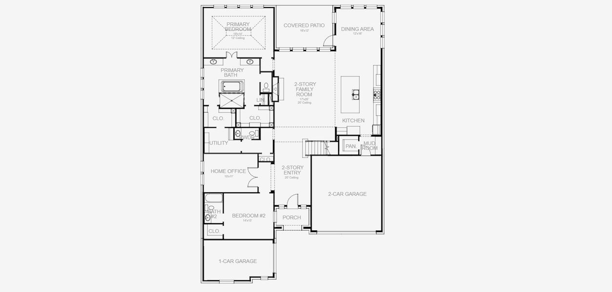 2D floor plan layout for the 534A by Britton Homes in Mustang Lakes 60', Celina, TX (Image 3).