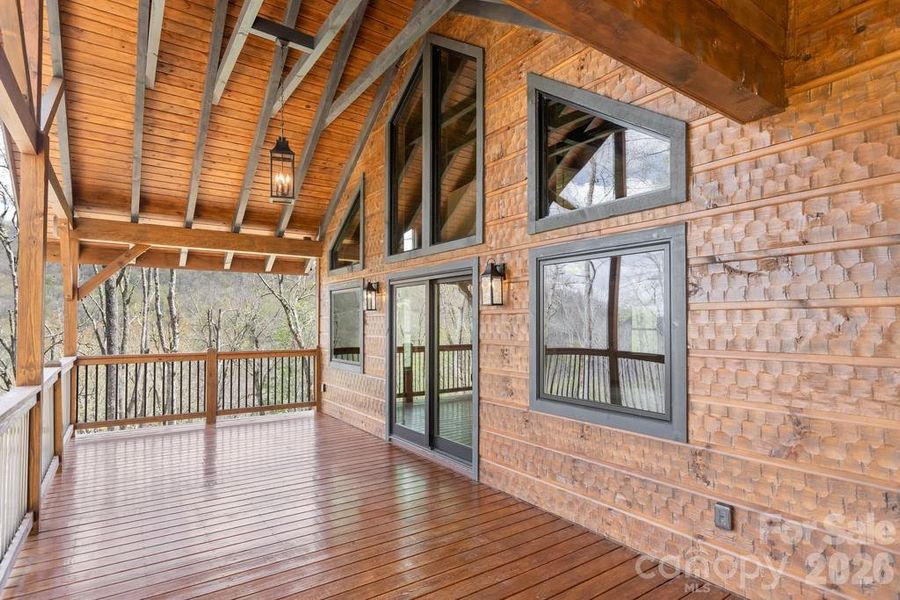Exterior details and patio area of a home in , Maggie Valley (Image 25).