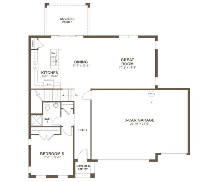 2D floor plan layout for the Tourmaline by Richmond American Homes in Estates at Rivers Edge, Parrish, FL (Image 2).