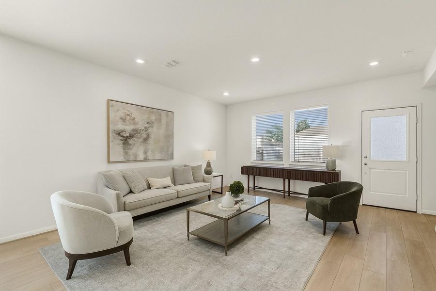 AI staged living room of modern muted tines AI staged living room of modern muted tines