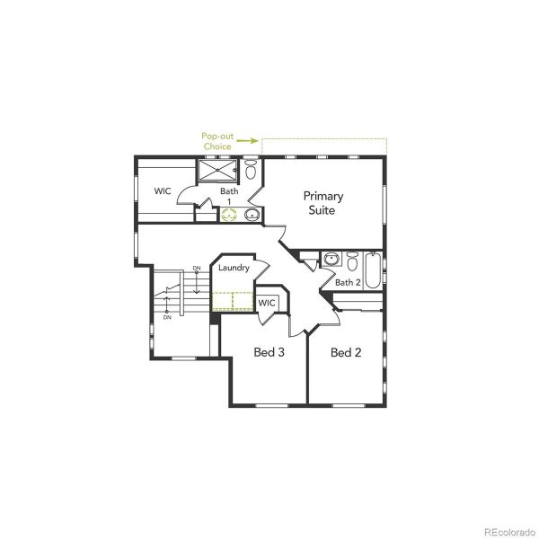 2D floor plan layout of this home in Erie Highlands, Erie, CO (Image 5).
