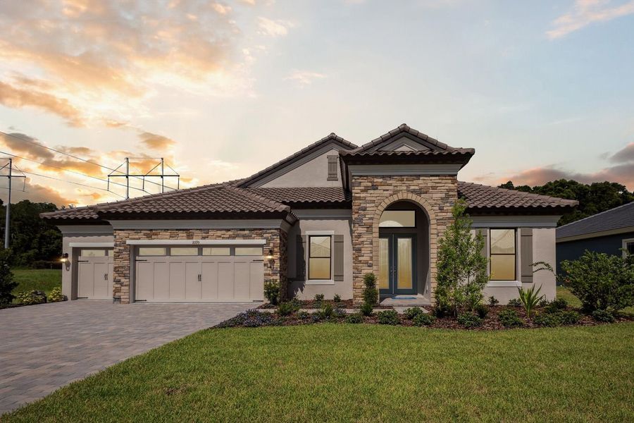 Representative exterior photo of a completed home built from the Key Largo by Homes by WestBay in Creek Ridge Preserve, Lithia, FL (Image 25).