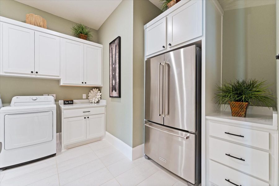 Laundry room with room to stay orangized.