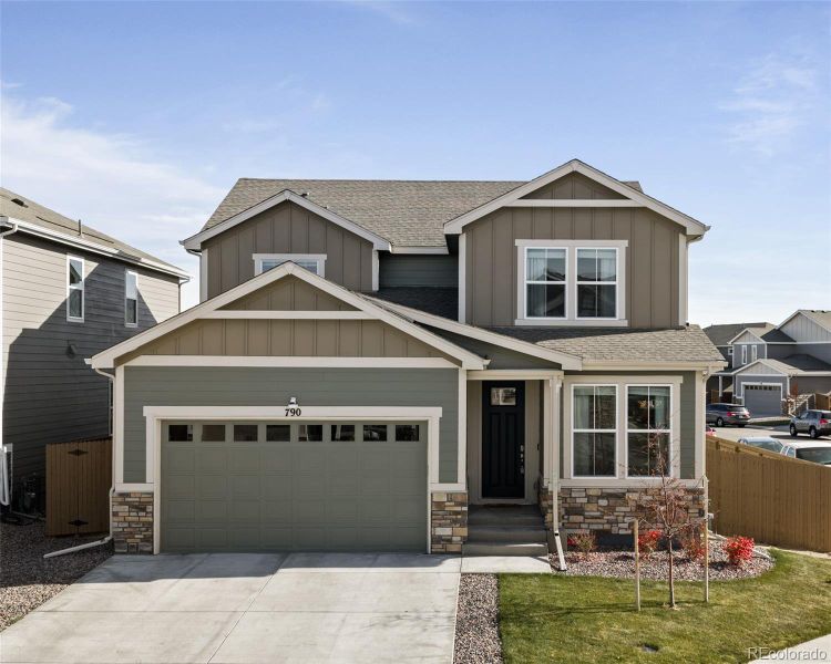 Front exterior of a new home in , Lochbuie, CO, highlighting curb appeal (Image 2).
