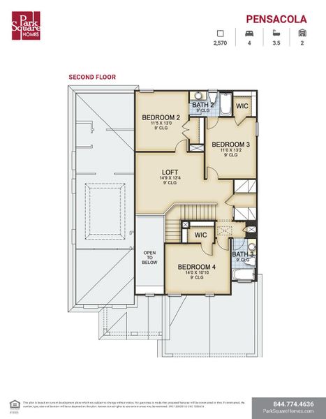 2D floor plan layout for the Pensacola by Park Square Residential in Summerbrooke, Mount Dora, FL (Image 4). 2D floor plan layout for the Pensacola by Park Square Residential in Summerbrooke, Mount Dora, FL (Image 4).