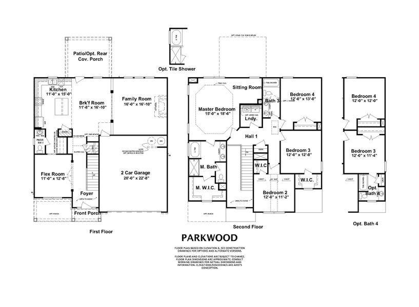 2D floor plan layout for the Parkwood by Ivey Homes in Crawford Creek, Grovetown, GA (Image 3).