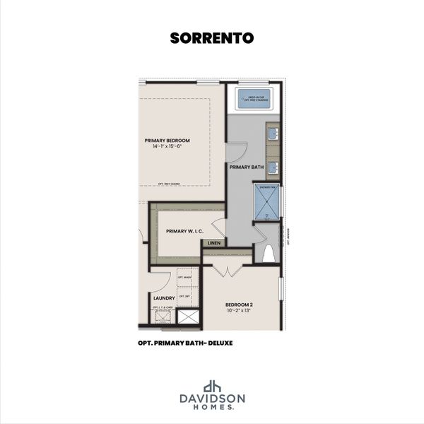 2D floor plan layout for the The Sorrento E by Davidson Homes LLC in Sundance Cove, Crosby, TX (Image 6). 2D floor plan layout for the The Sorrento E by Davidson Homes LLC in Sundance Cove, Crosby, TX (Image 6).