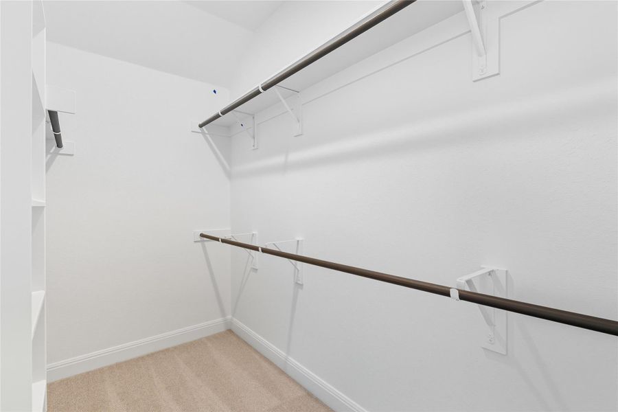 Spacious closet with light colored carpet