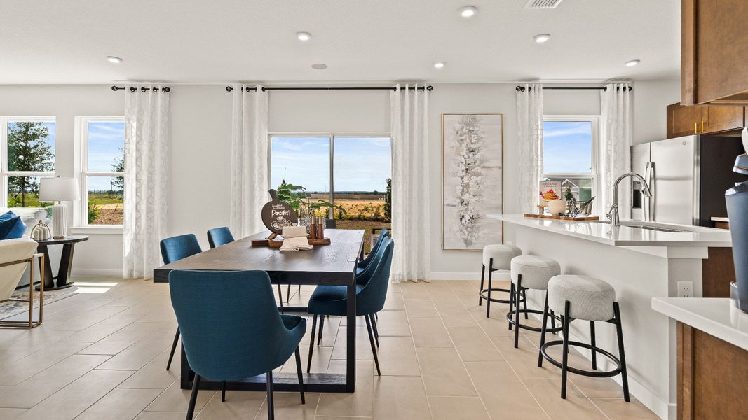 The Dining Area in open concept Model Highbourne by DRB Homes in Hamilton Bluff located in Haines City, FL. The Dining Area in open concept Model Highbourne by DRB Homes in Hamilton Bluff located in Haines City, FL.