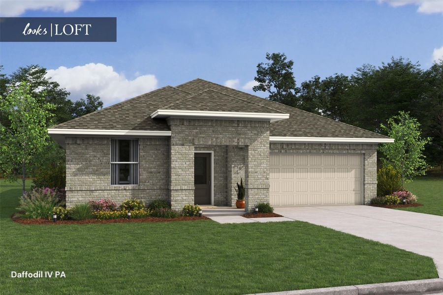 Charming Daffodil IV design by K. Hovnanian Homes in elevation PA built in Aspire at The Hills of Town Creek. (*Artist rendering used for illustration purposes only.)