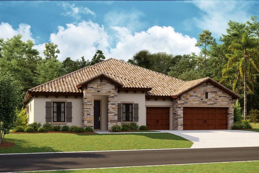 Representative exterior photo of a completed home built from the Key West I by Homes by WestBay in Creek Ridge Preserve, Lithia, FL (Image 2).