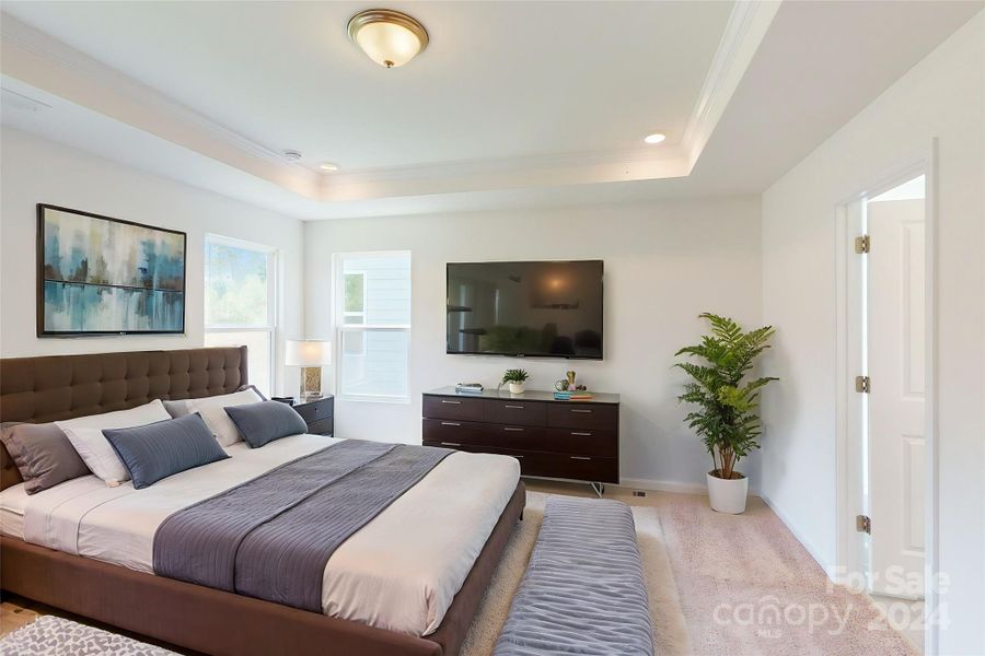 Owners bedroom shown with virtual staging